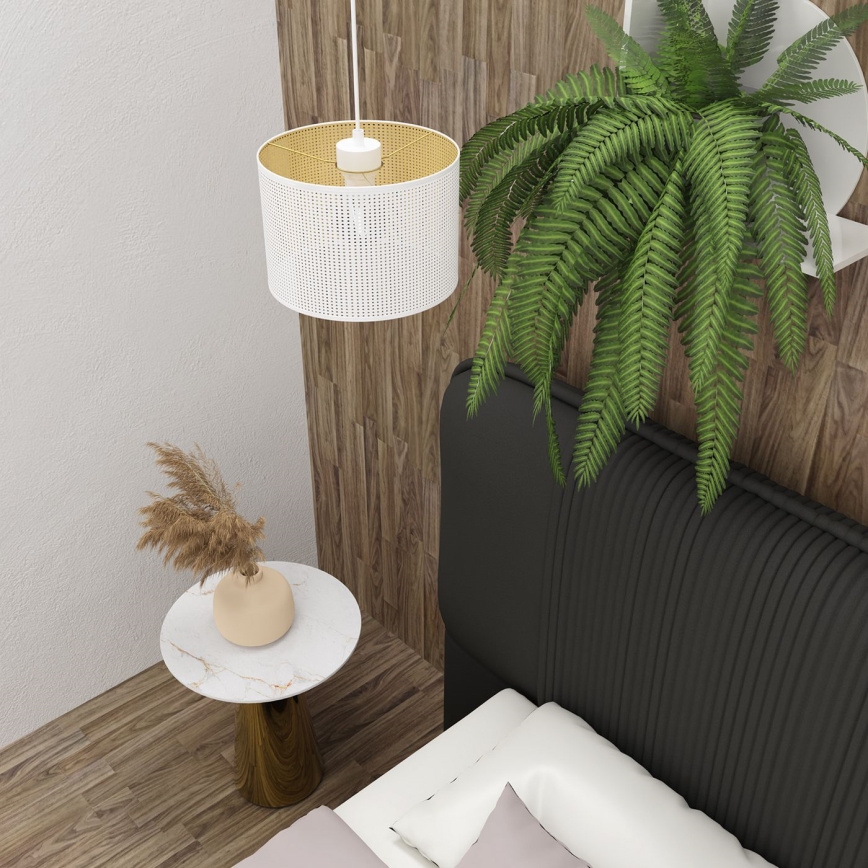 Taklampa på kabel LOFT SHADE 1xE27/60W/230V Ø 25 cm vit/guld