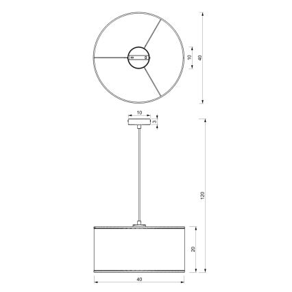 Taklampa på kabel LOFT SHADE 1xE27/60W/230V Ø 40 cm svart
