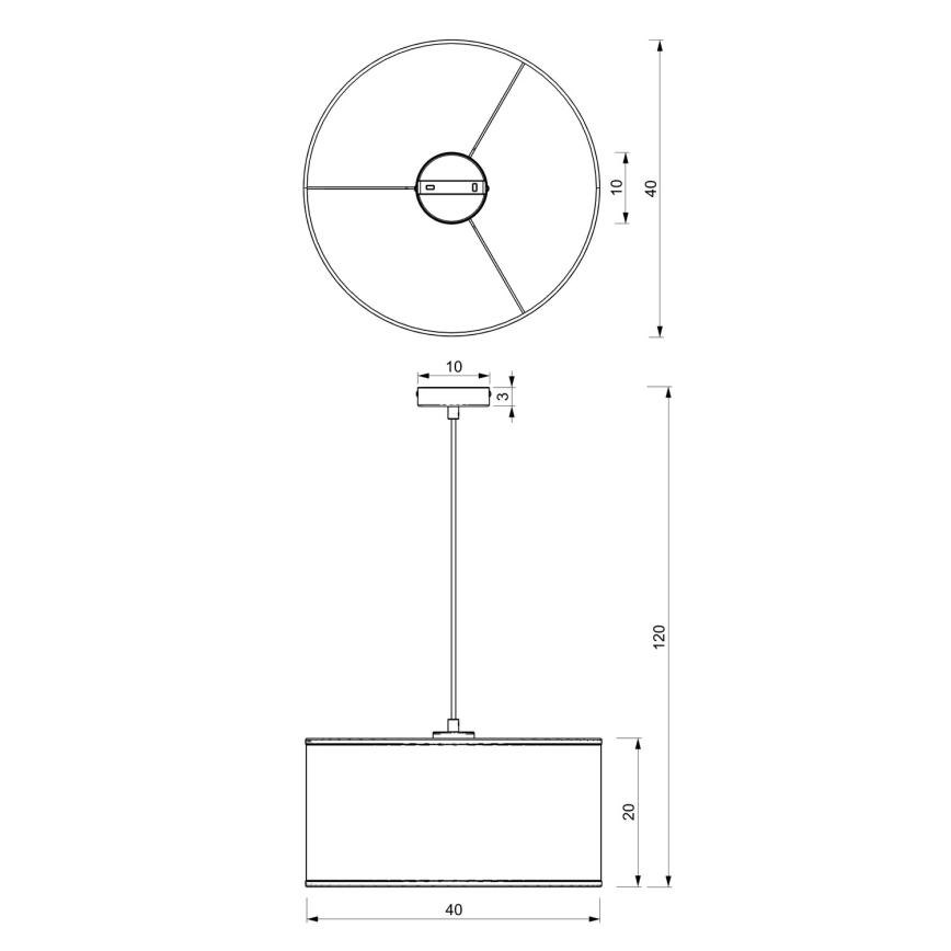 Taklampa på kabel LOFT SHADE 1xE27/60W/230V Ø 40 cm svart