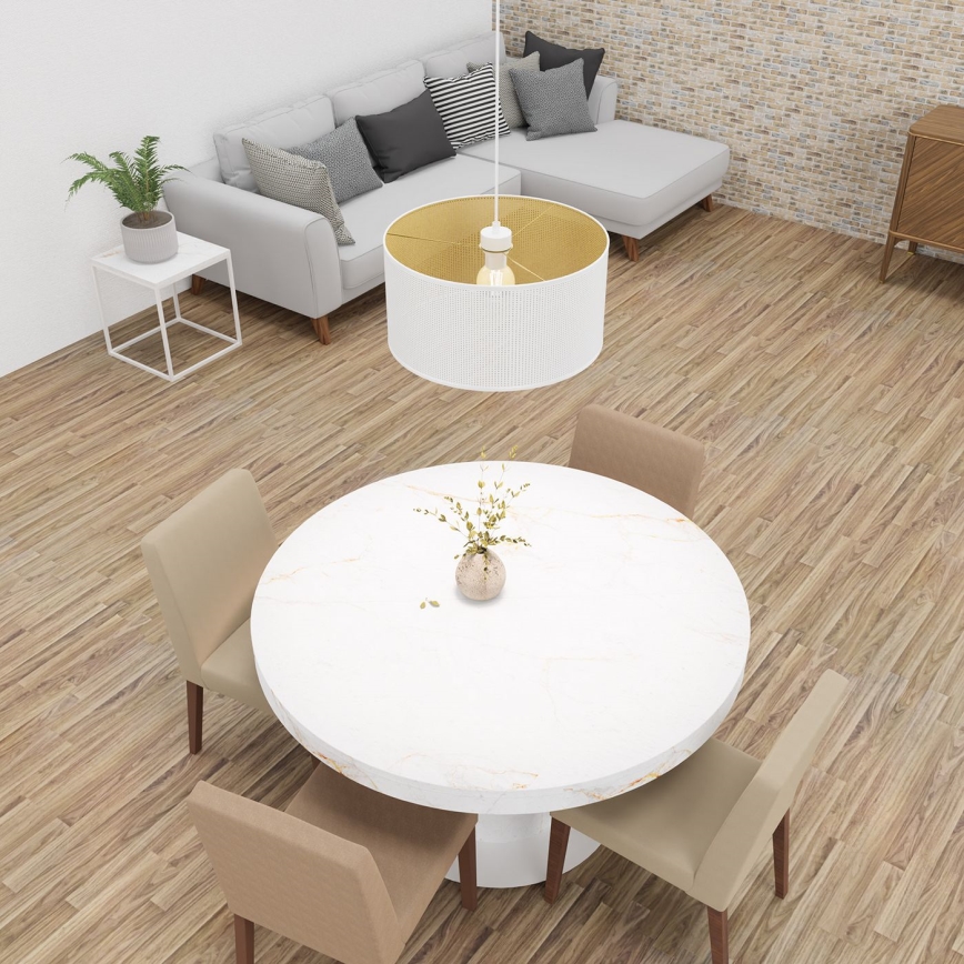 Taklampa på kabel LOFT SHADE 1xE27/60W/230V Ø 40 cm vit/guld