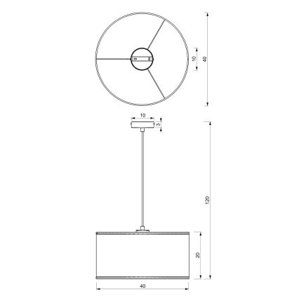 Taklampa på kabel LOFT SHADE 1xE27/60W/230V Ø 40 cm vit/guld