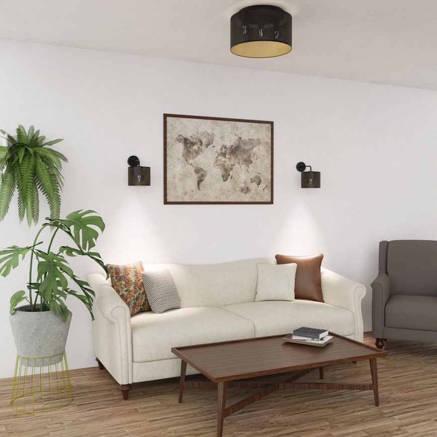 Taklampa LOFT SHADE 3xE27/60W/230V svart/guld, infälld montage