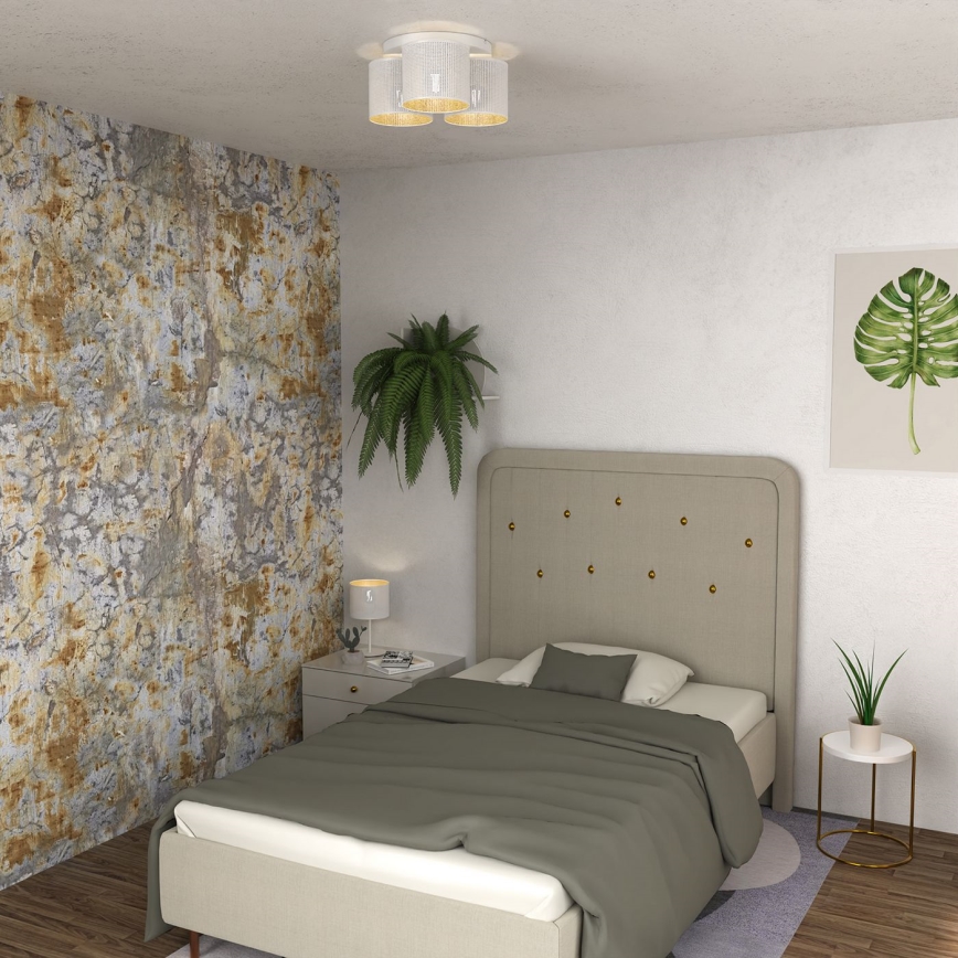 Taklampa LOFT SHADE 3xE27/60W/230V vit/guld, infälld montage