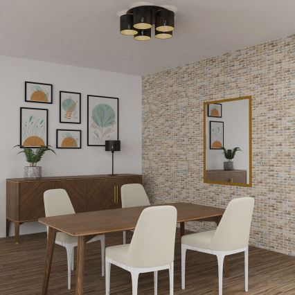 Taklampa LOFT SHADE 5xE27/60W/230V svart/guld, infälld montage