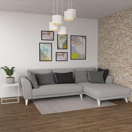 Taklampa på kabel LOFT SHADE 5xE27/60W/230V vit/guld
