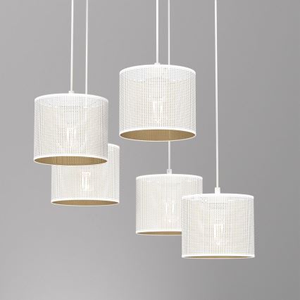 Taklampa på kabel LOFT SHADE 5xE27/60W/230V vit/guld