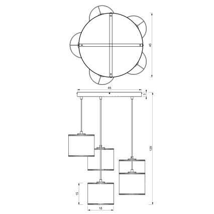 Taklampa på kabel LOFT SHADE 5xE27/60W/230V vit/guld