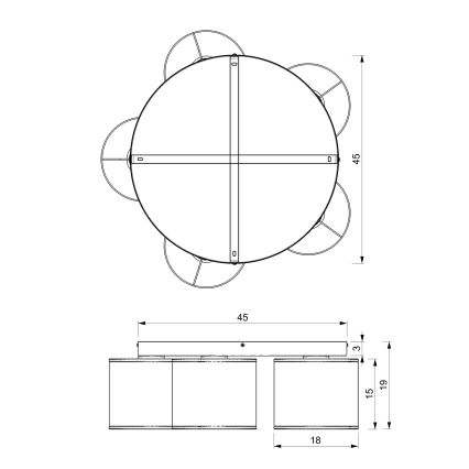 Taklampa LOFT SHADE 5xE27/60W/230V vit/guld, infälld montage