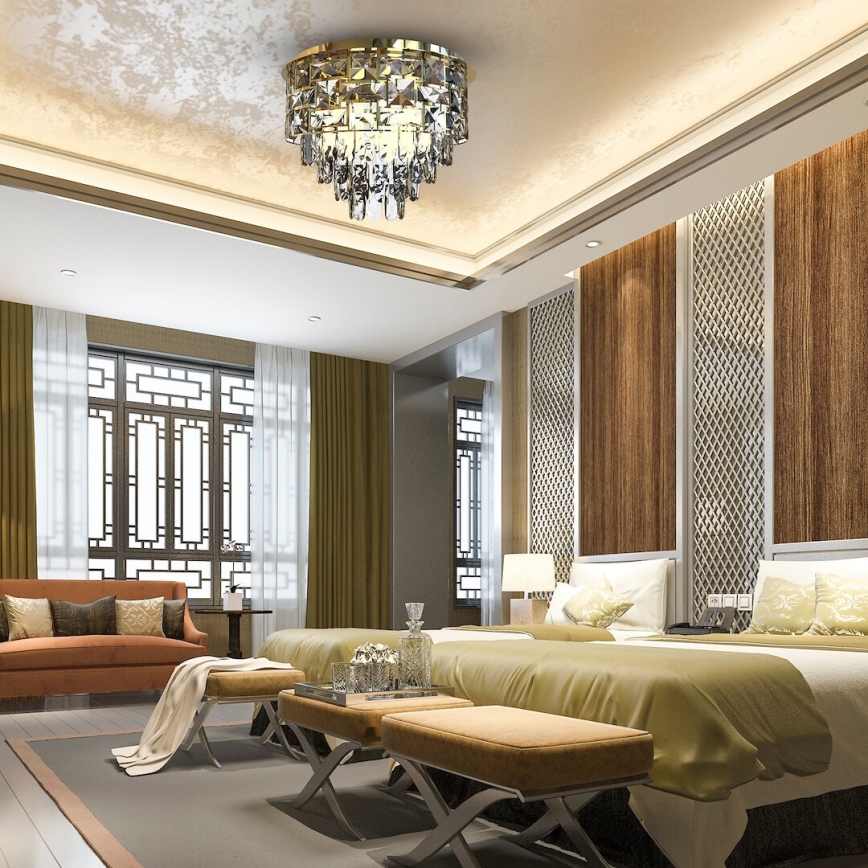 Taklampa LUXURIA 9xE14/40W/230V diameter 48 cm guld