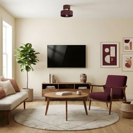 Taklampa MARTI 1xE27/15W/230V Ø 20,5 cm bordeaux/guld