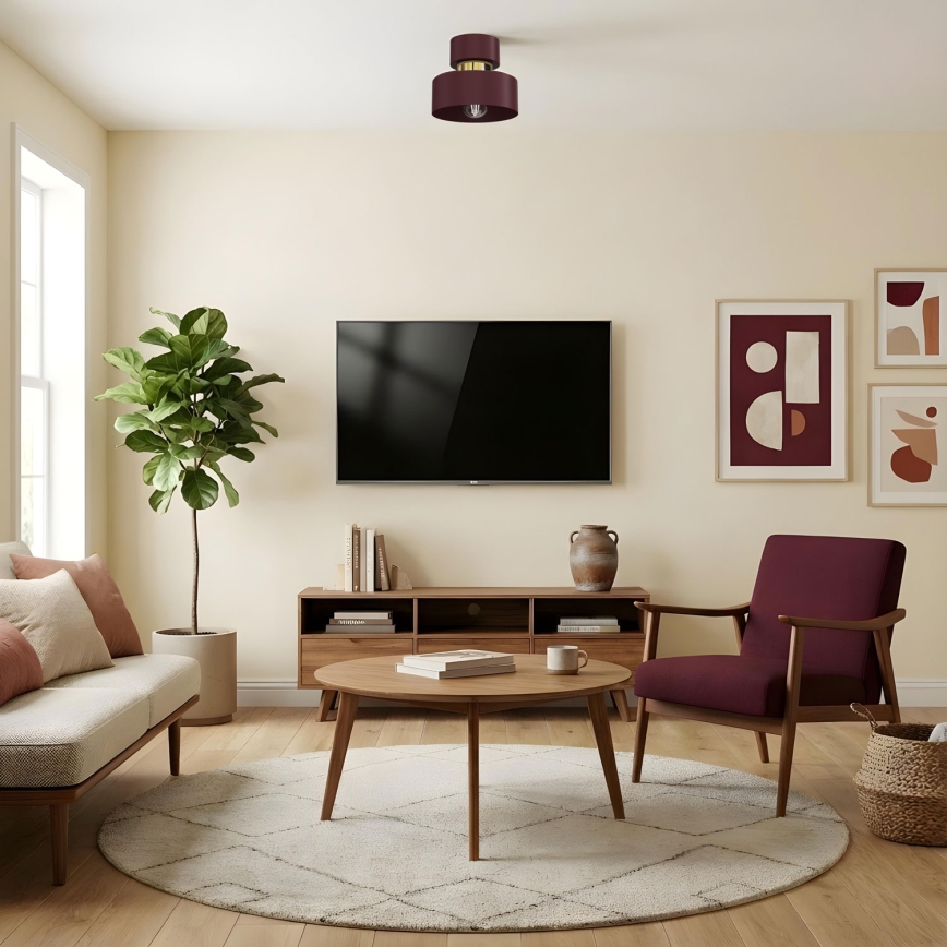 Taklampa MARTI 1xE27/15W/230V Ø 20,5 cm bordeaux/guld