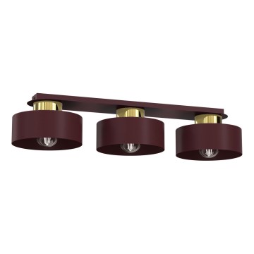 Taklampa MARTI 3xE27/15W/230V 68x20,5 cm bordeaux/guld