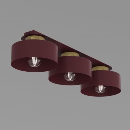 Taklampa MARTI 3xE27/15W/230V 68x20,5 cm bordeaux/guld