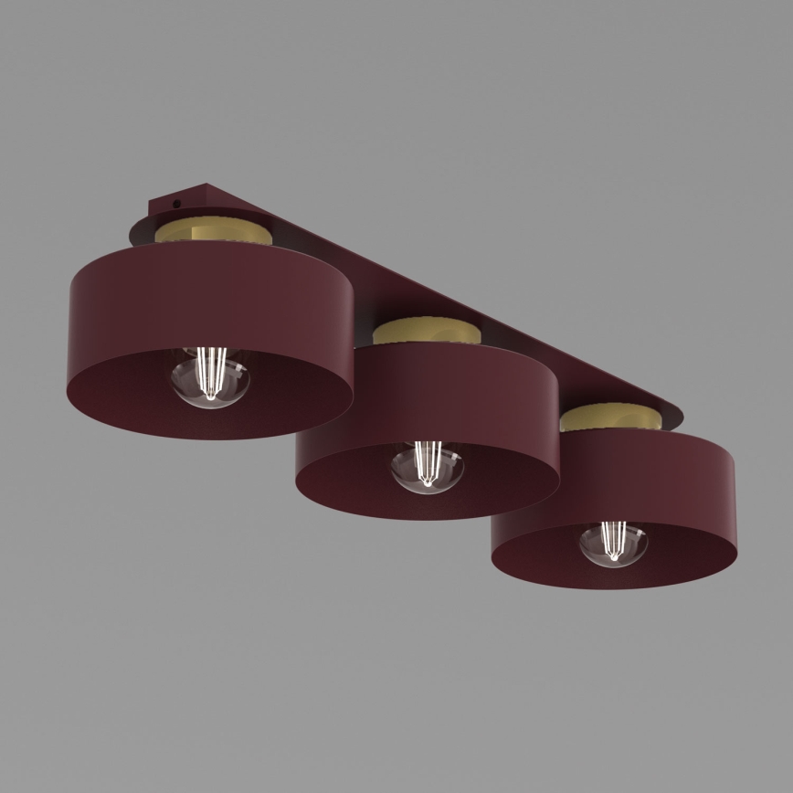 Taklampa MARTI 3xE27/15W/230V 68x20,5 cm bordeaux/guld