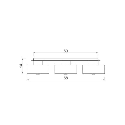 Taklampa MARTI 3xE27/15W/230V 68x20,5 cm bordeaux/guld