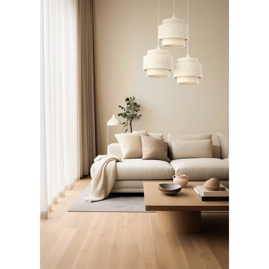 Taklampa med kabel BOHO 3xE27/60W/230V vit