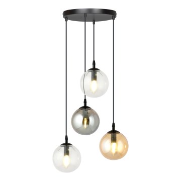 Taklampa med kabel COSMO 4xE14/10W/230V Ø 40 cm svart/klar/rökfärgad/beige