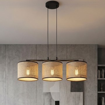 Taklampa med kabel ECO 3xE27/15W/230V beige/rotting