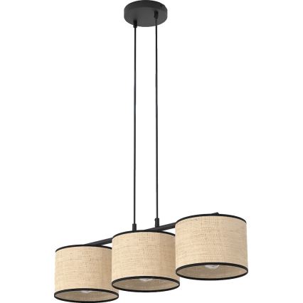Taklampa med kabel ECO 3xE27/15W/230V beige/rotting