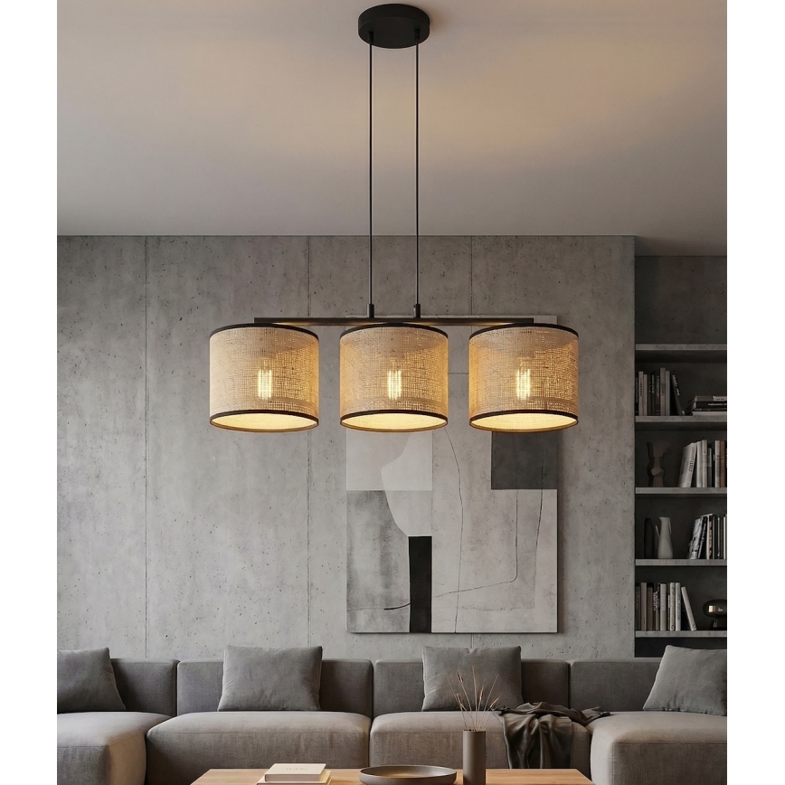Taklampa med kabel ECO 3xE27/15W/230V beige/rotting