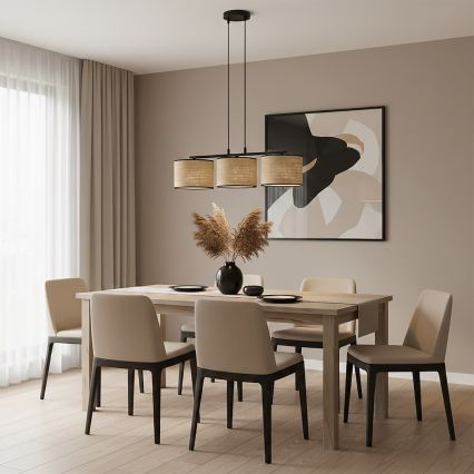 Taklampa med kabel ECO 3xE27/15W/230V beige/rotting