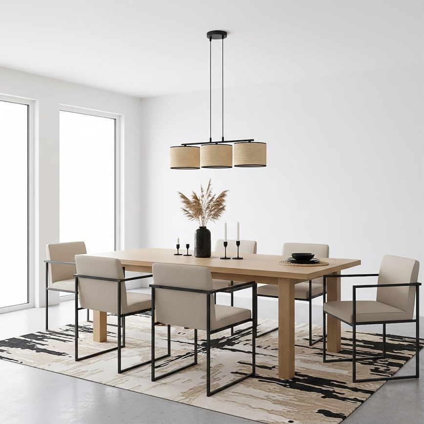 Taklampa med kabel ECO 3xE27/15W/230V beige/rotting