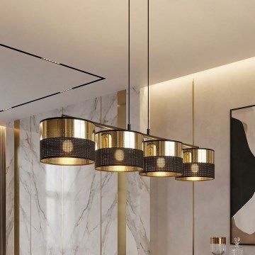 Taklampa med kabel LUX 4xE27/15W/230V svart/guld