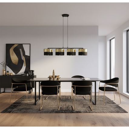 Taklampa med kabel LUX 4xE27/15W/230V svart/guld