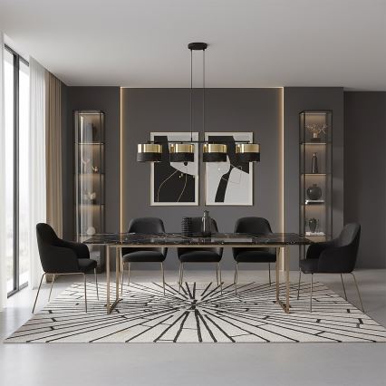 Taklampa med kabel LUX 4xE27/15W/230V svart/guld
