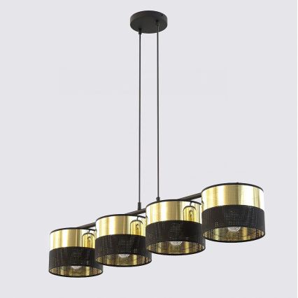 Taklampa med kabel LUX 4xE27/15W/230V svart/guld