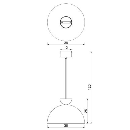 Taklampa med kabel NEVIS 1xE27/15W/230V Ø 38 cm brun