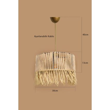 Taklampa med kabel RIMINI 1xE27/40W/230V beige