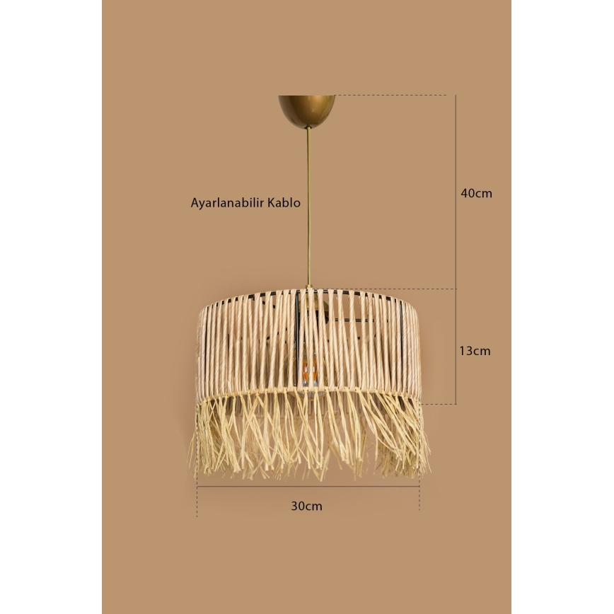 Taklampa med kabel RIMINI 1xE27/40W/230V beige