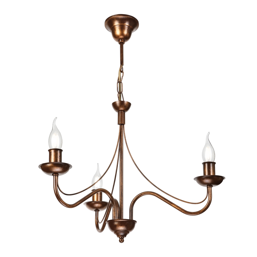 Taklampa med kedja ANTON 3xE14/15W/230V, bronsfärgad
