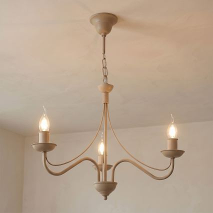 Taklampa med kedja ANTON 3xE14/60W/230V beige