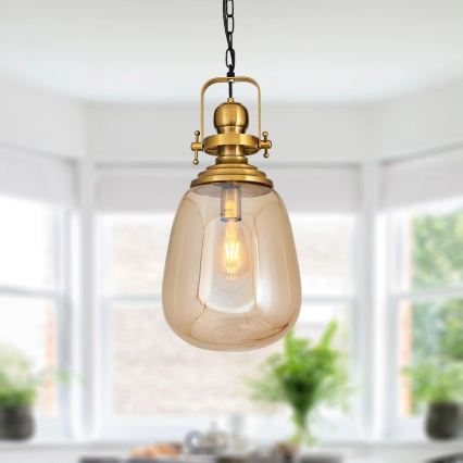 Taklampa med kedja BOTTLE 1xE27/40W/230V guldfärgad