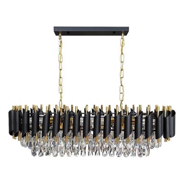 Taklampa med kedja CRISTAL 10xE14/10W/230V svart/guld