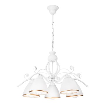 Taklampa med kedja RETRO II 5xE27/60W/230V vit