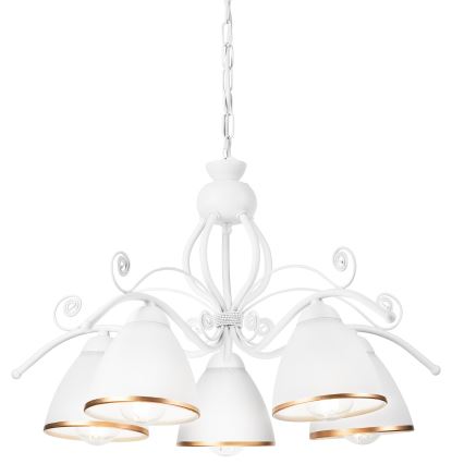 Taklampa med kedja RETRO II 5xE27/60W/230V vit