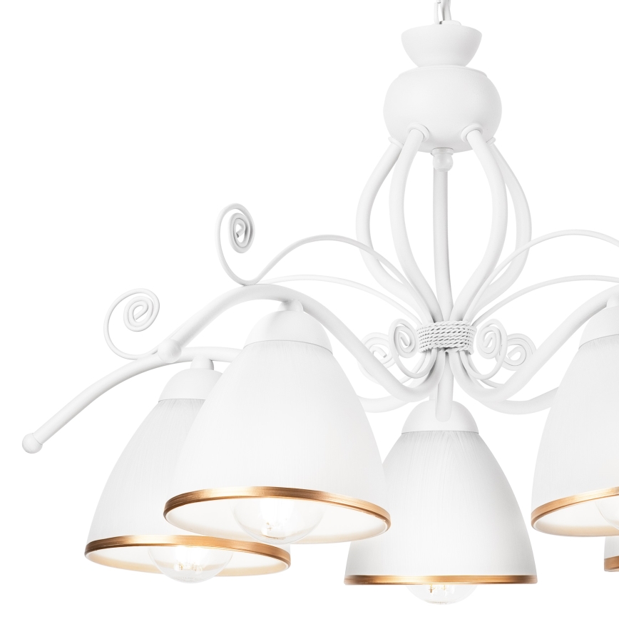 Taklampa med kedja RETRO II 5xE27/60W/230V vit