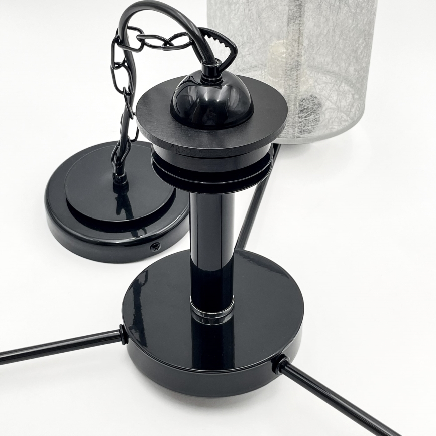 Taklampa med kedja ROSA 3xE27/60W/230V svart/grå