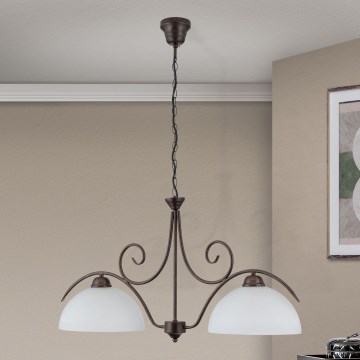 Taklampa med kedja RULA 2xE27/40W/230V vit/brons