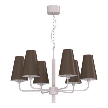 Taklampa med kedja TORTOLA 6xE14/15W/230V brun/krämfärgad