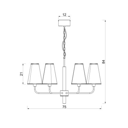Taklampa med kedja TORTOLA 6xE14/15W/230V brun/krämfärgad