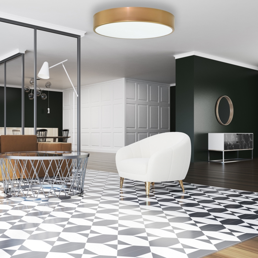 Taklampa med rörelse- och skymningssensor CLEO 4xE27/24W/230V Ø 50 cm, guld