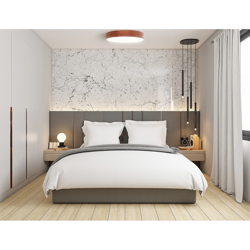 Taklampa CLEO med rörelse- och skymningssensor, 4xE27/24W/230V, Ø 50 cm, kopparfärgad