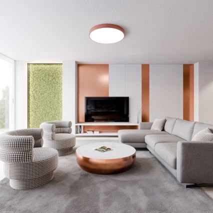 Taklampa med sensor CLEO 6xE27/24W/230V d. 80 cm koppar