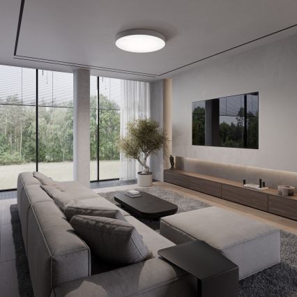 Taklampa CLEO med rörelsesensor och skymningssensor 6xE27/24W/230V Ø 80 cm grå