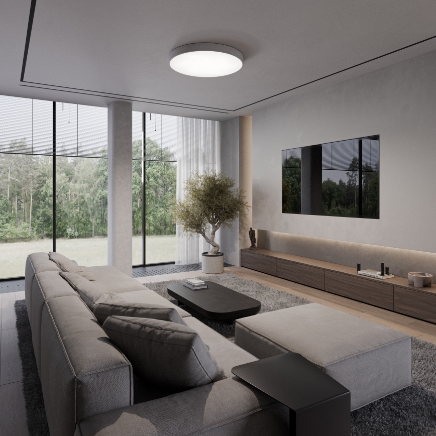 Taklampa CLEO med rörelsesensor och skymningssensor 6xE27/24W/230V Ø 80 cm grå
