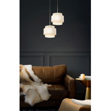 Taklampa med sladd BOHO 2xE27/60W/230V krämvit/jute